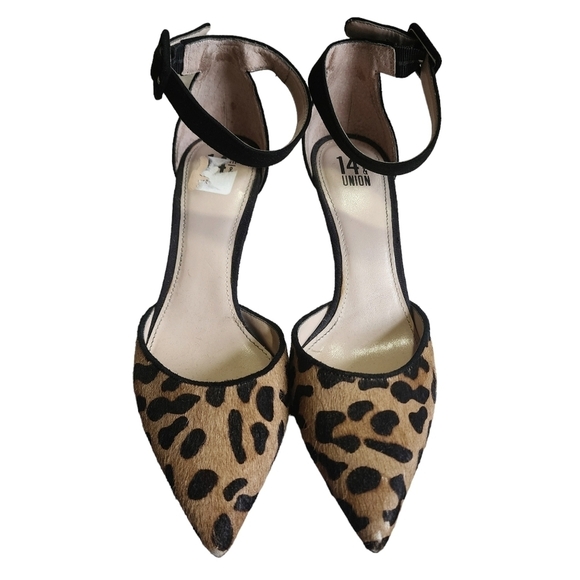14th & Union Real Fur Printed Calf Hair Heels - 8.5M - Picture 5 of 9